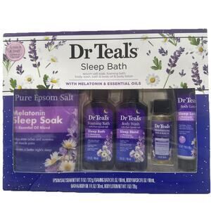 New Dr Teal's Melatonin And Essential Oils 5-Piece Sleep Bath Gift Set {D}